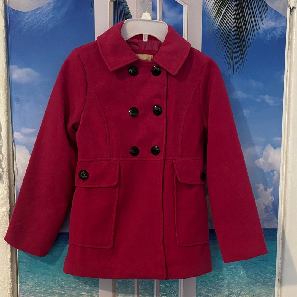 Chic Kids' Double-Breasted Pea Coat in Red